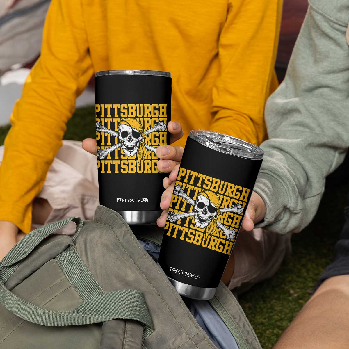 Pittsburgh Lovers Tumbler Cup Retro Pennsylvania Steel City Pirate Skull TS10 Print Your Wear
