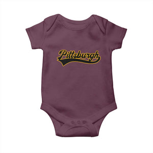 Vintage Pittsburgh Baby Onesie Varsity Script Retro Sports Jersey Style Baseball Fans TS10 Maroon Print Your Wear
