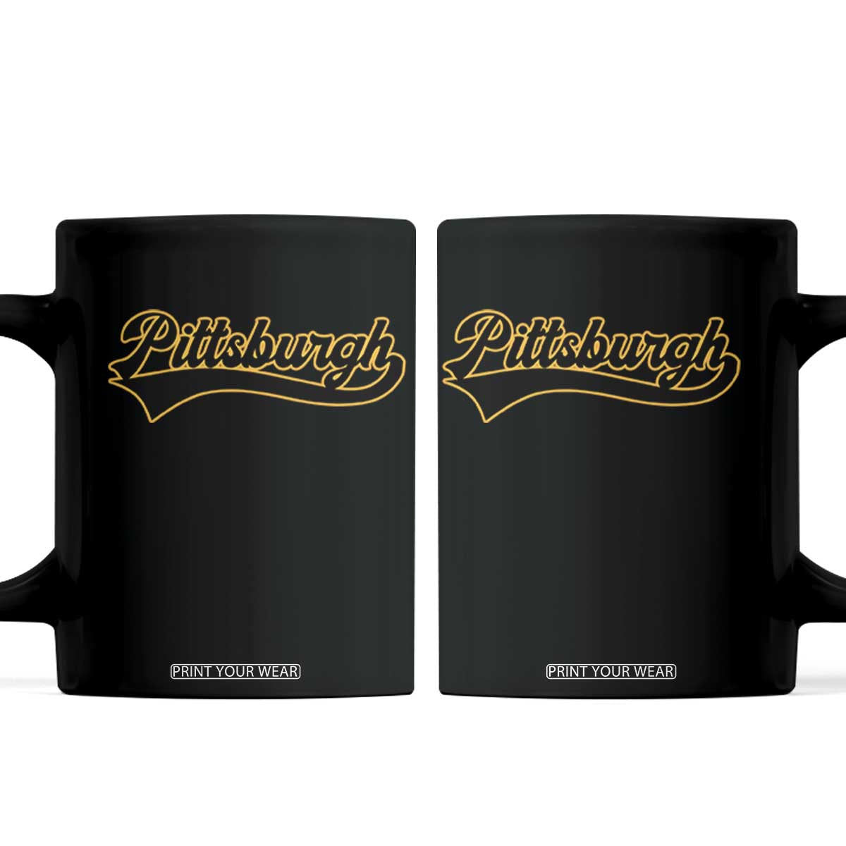 Vintage Pittsburgh Coffee Mug Varsity Script Retro Sports Jersey Style Baseball Fans TS10 Black Print Your Wear