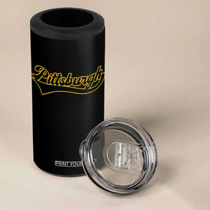 Vintage Pittsburgh 4 in 1 Can Cooler Tumbler Varsity Script Retro Sports Jersey Style Baseball Fans TS10 Print Your Wear