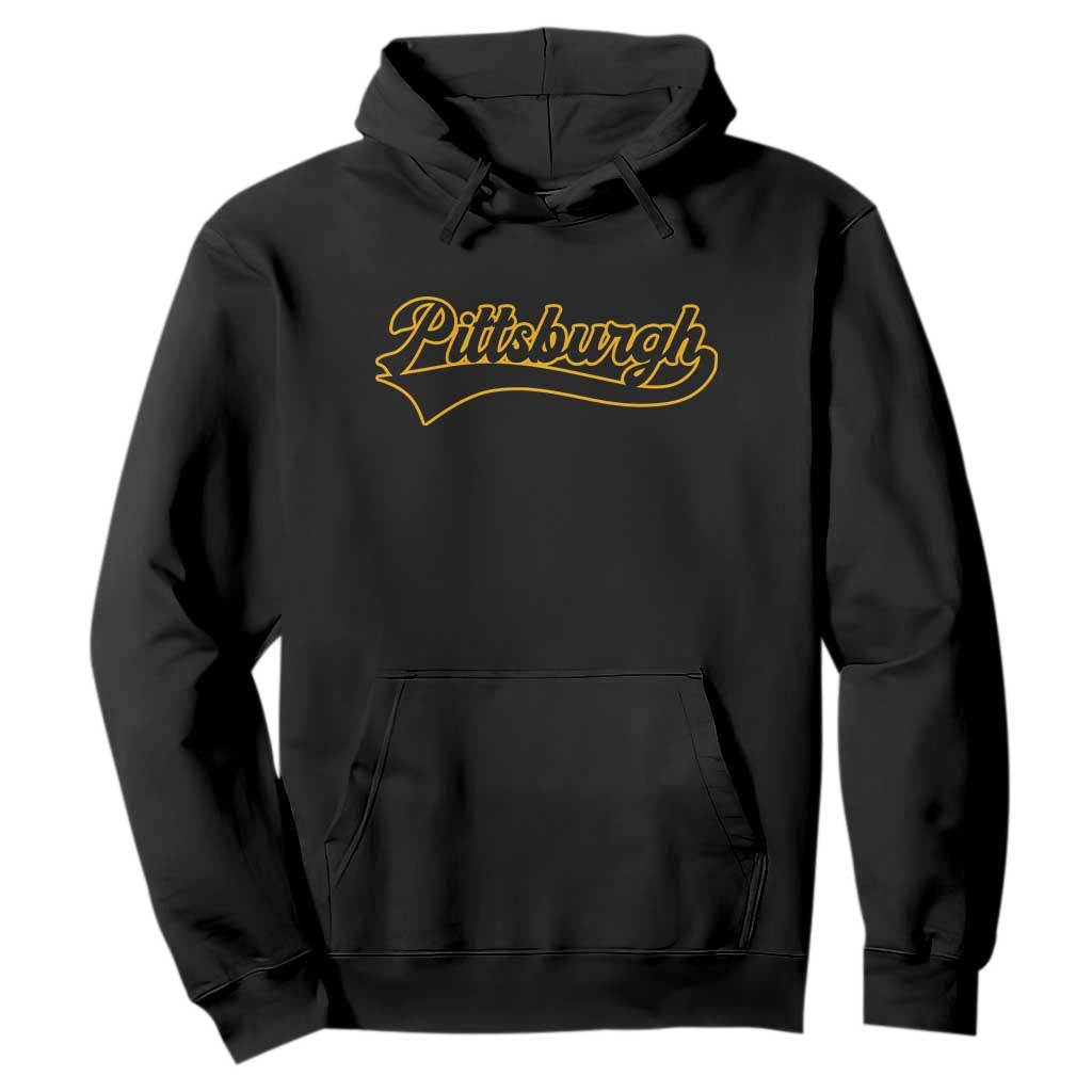 Vintage Pittsburgh Hoodie Varsity Script Retro Sports Jersey Style Baseball Fans TS10 Black Print Your Wear