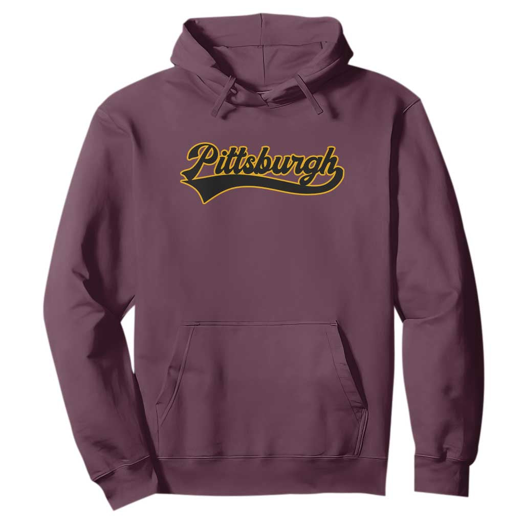 Vintage Pittsburgh Hoodie Varsity Script Retro Sports Jersey Style Baseball Fans TS10 Maroon Print Your Wear