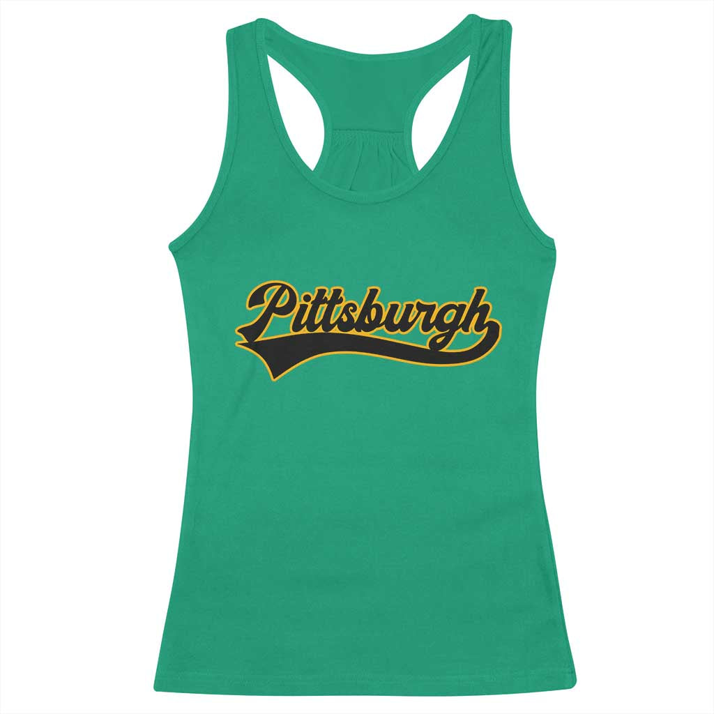 Vintage Pittsburgh Racerback Tank Top Varsity Script Retro Sports Jersey Style Baseball Fans TS10 Irish Green Print Your Wear