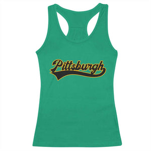 Vintage Pittsburgh Racerback Tank Top Varsity Script Retro Sports Jersey Style Baseball Fans TS10 Irish Green Print Your Wear