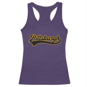 Vintage Pittsburgh Racerback Tank Top Varsity Script Retro Sports Jersey Style Baseball Fans TS10 Purple Print Your Wear