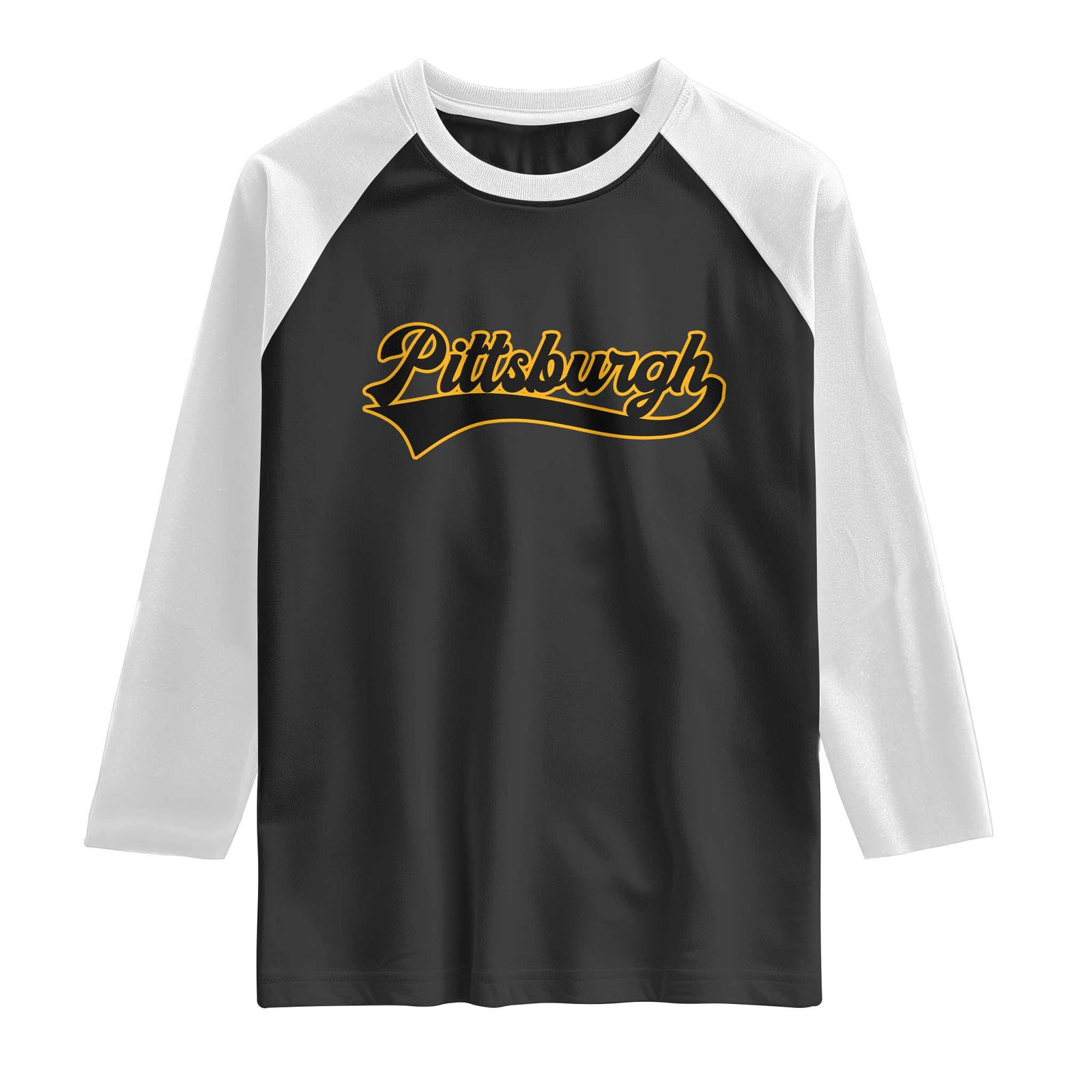 Vintage Pittsburgh Raglan Shirt Varsity Script Retro Sports Jersey Style Baseball Fans TS10 Black White Print Your Wear