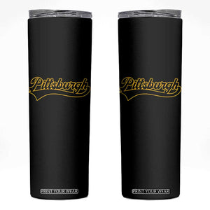 Vintage Pittsburgh Skinny Tumbler Varsity Script Retro Sports Jersey Style Baseball Fans TS10 Black Print Your Wear