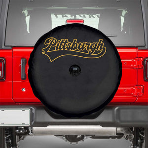 Vintage Pittsburgh Spare Tire Cover Varsity Script Retro Sports Jersey Style Baseball Fans TS10 Black Print Your Wear