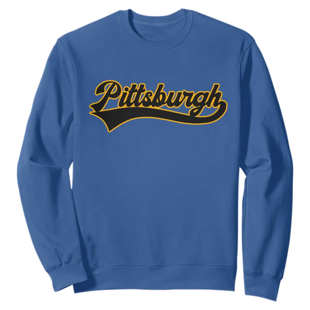 Vintage Pittsburgh Sweatshirt Varsity Script Retro Sports Jersey Style Baseball Fans TS10 Royal Blue Print Your Wear