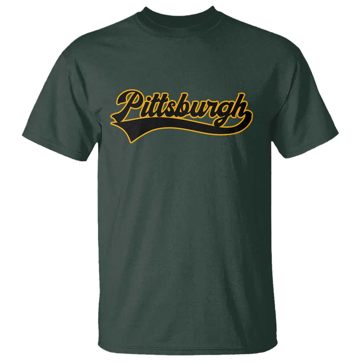 Vintage Pittsburgh T Shirt Varsity Script Retro Sports Jersey Style Baseball Fans TS10 Dark Forest Green Print Your Wear