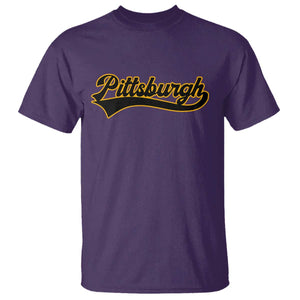 Vintage Pittsburgh T Shirt Varsity Script Retro Sports Jersey Style Baseball Fans TS10 Purple Print Your Wear