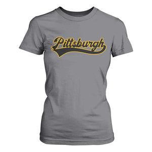 Vintage Pittsburgh T Shirt For Women Varsity Script Retro Sports Jersey Style Baseball Fans TS10 Charcoal Print Your Wear