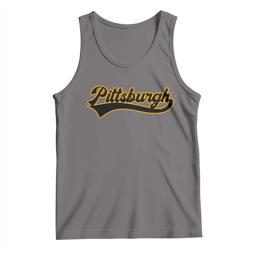 Vintage Pittsburgh Tank Top Varsity Script Retro Sports Jersey Style Baseball Fans TS10 Deep Heather Print Your Wear