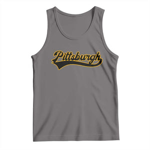 Vintage Pittsburgh Tank Top Varsity Script Retro Sports Jersey Style Baseball Fans TS10 Deep Heather Print Your Wear