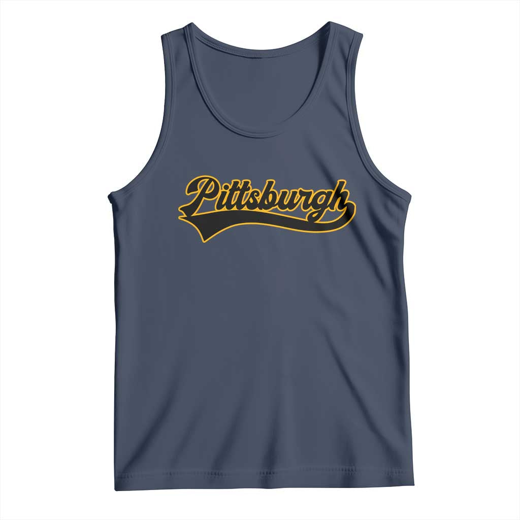 Vintage Pittsburgh Tank Top Varsity Script Retro Sports Jersey Style Baseball Fans TS10 Navy Print Your Wear