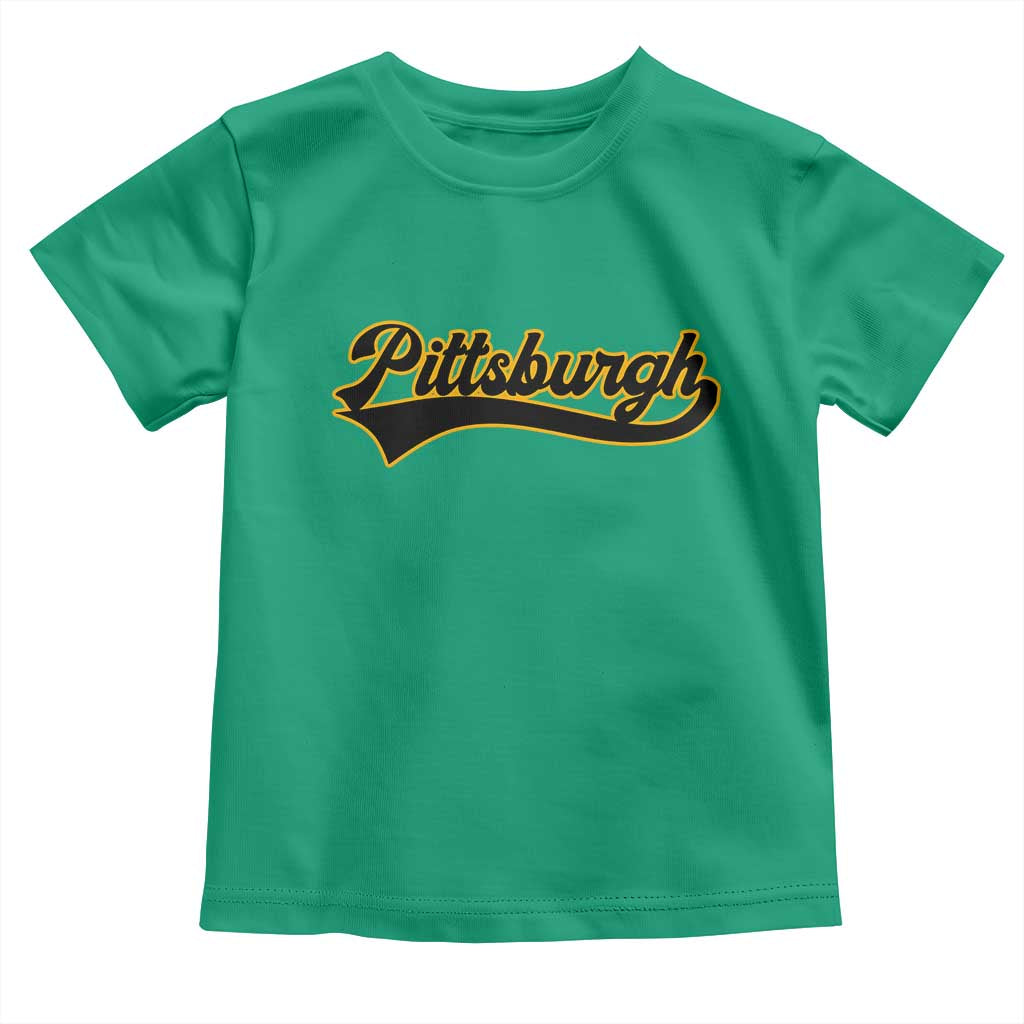 Vintage Pittsburgh Toddler T Shirt Varsity Script Retro Sports Jersey Style Baseball Fans TS10 Irish Green Print Your Wear