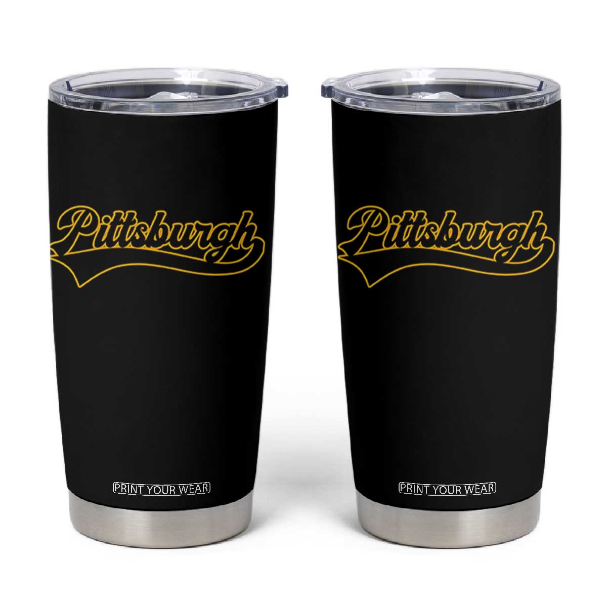Vintage Pittsburgh Tumbler Cup Varsity Script Retro Sports Jersey Style Baseball Fans TS10 Black Print Your Wear