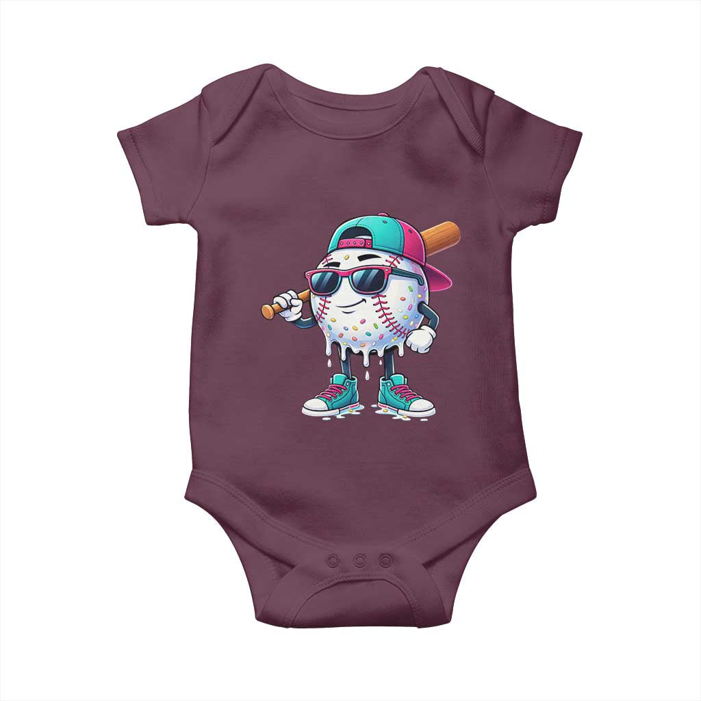 Baseball Life Style Baby Onesie Youth Drip Baseball Boys Kid TS10 Maroon Print Your Wear