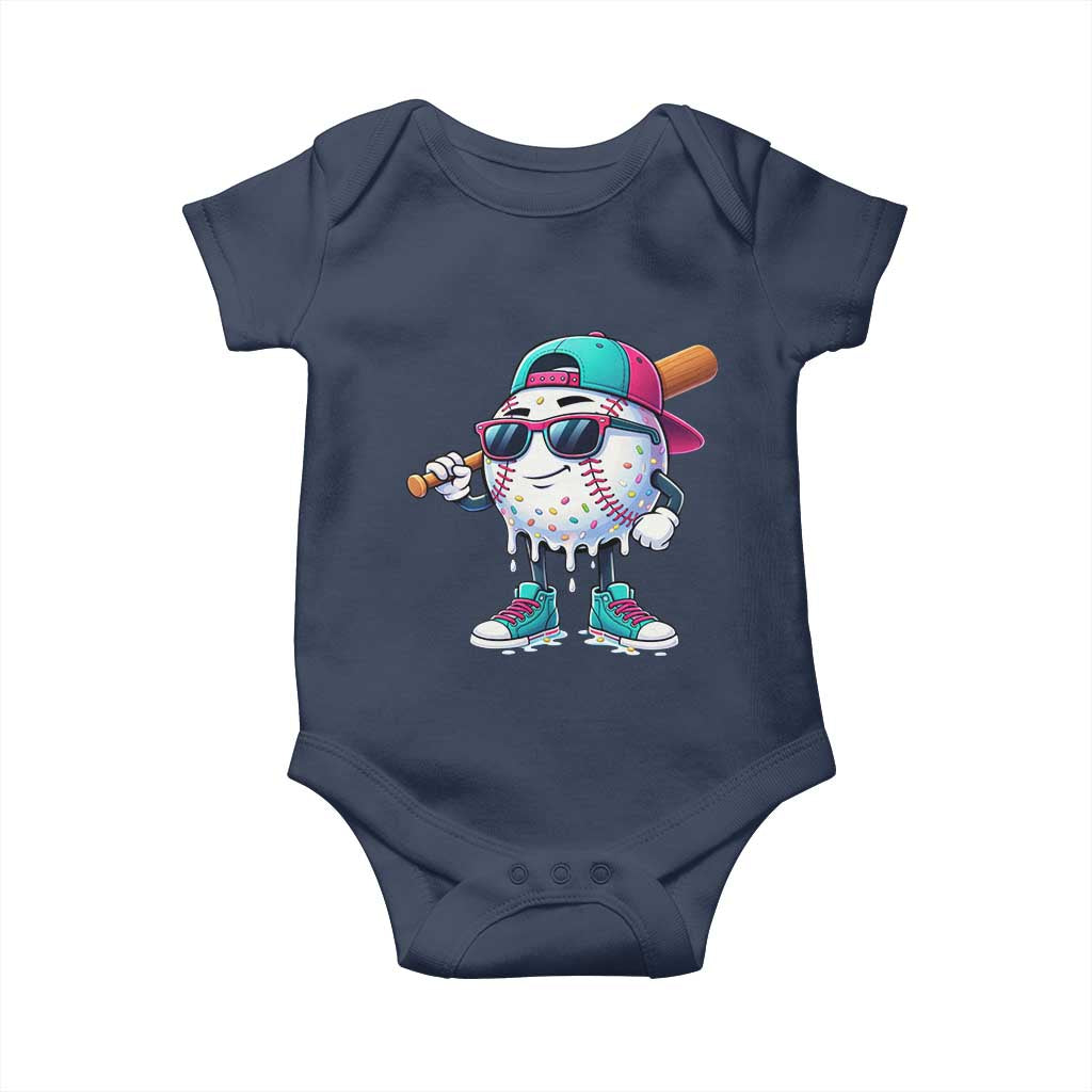 Baseball Life Style Baby Onesie Youth Drip Baseball Boys Kid TS10 Navy Print Your Wear