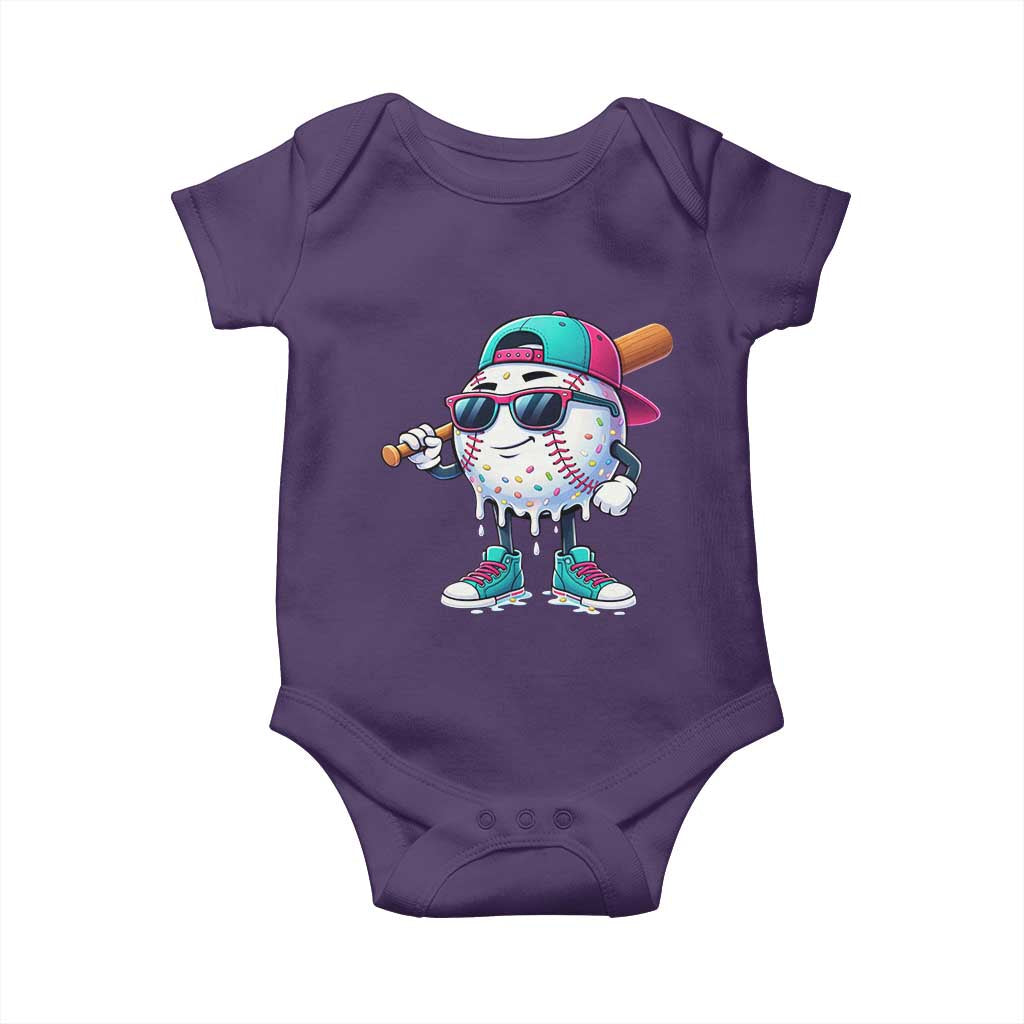 Baseball Life Style Baby Onesie Youth Drip Baseball Boys Kid TS10 Purple Print Your Wear