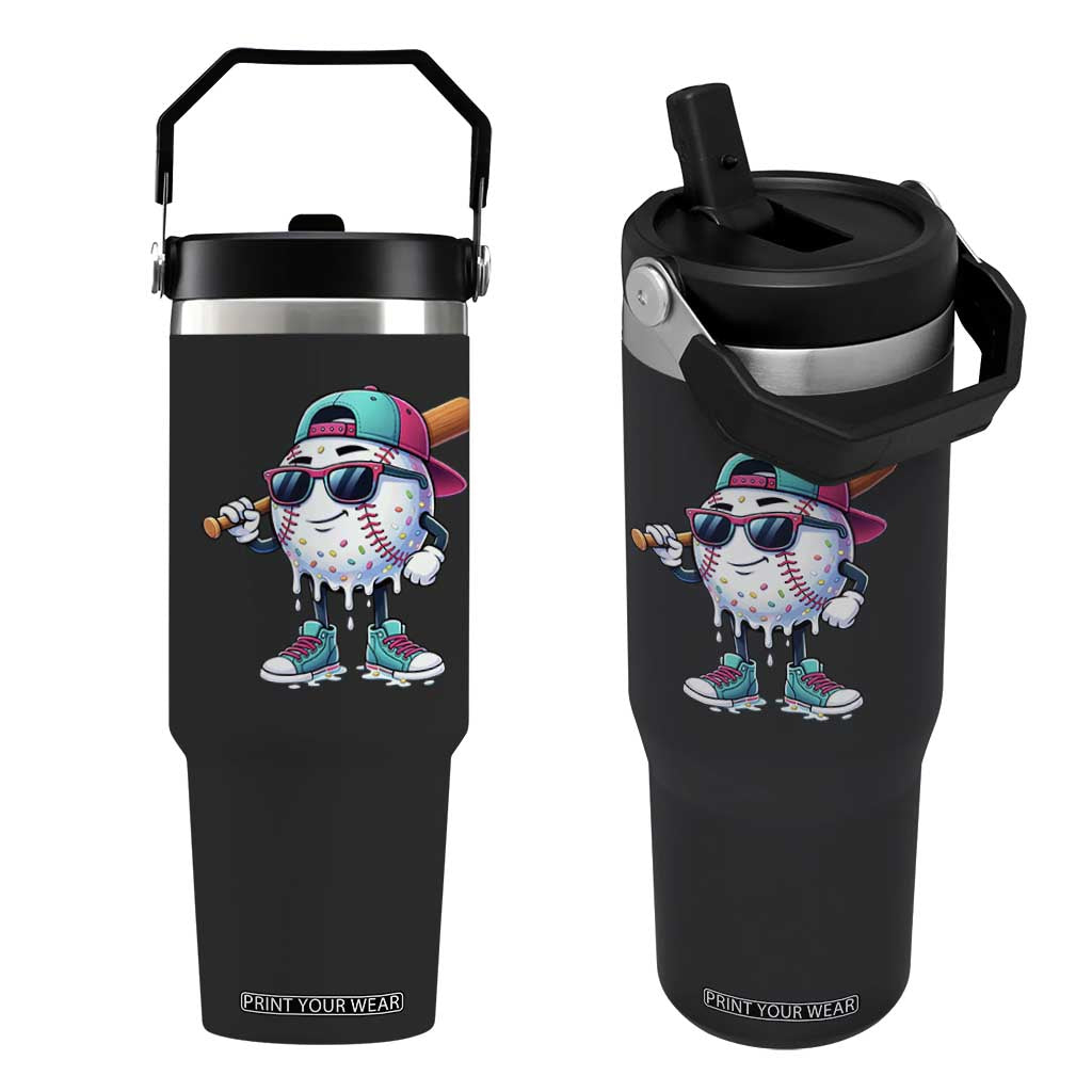 Baseball Life Style Flip Straw Tumbler Youth Drip Baseball Boys Kid TS10 One Size: 30 oz Black Print Your Wear