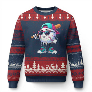 Baseball Life Style Ugly Christmas Sweater Youth Drip Baseball Boys Kid TS10 Navy Red Print Your Wear