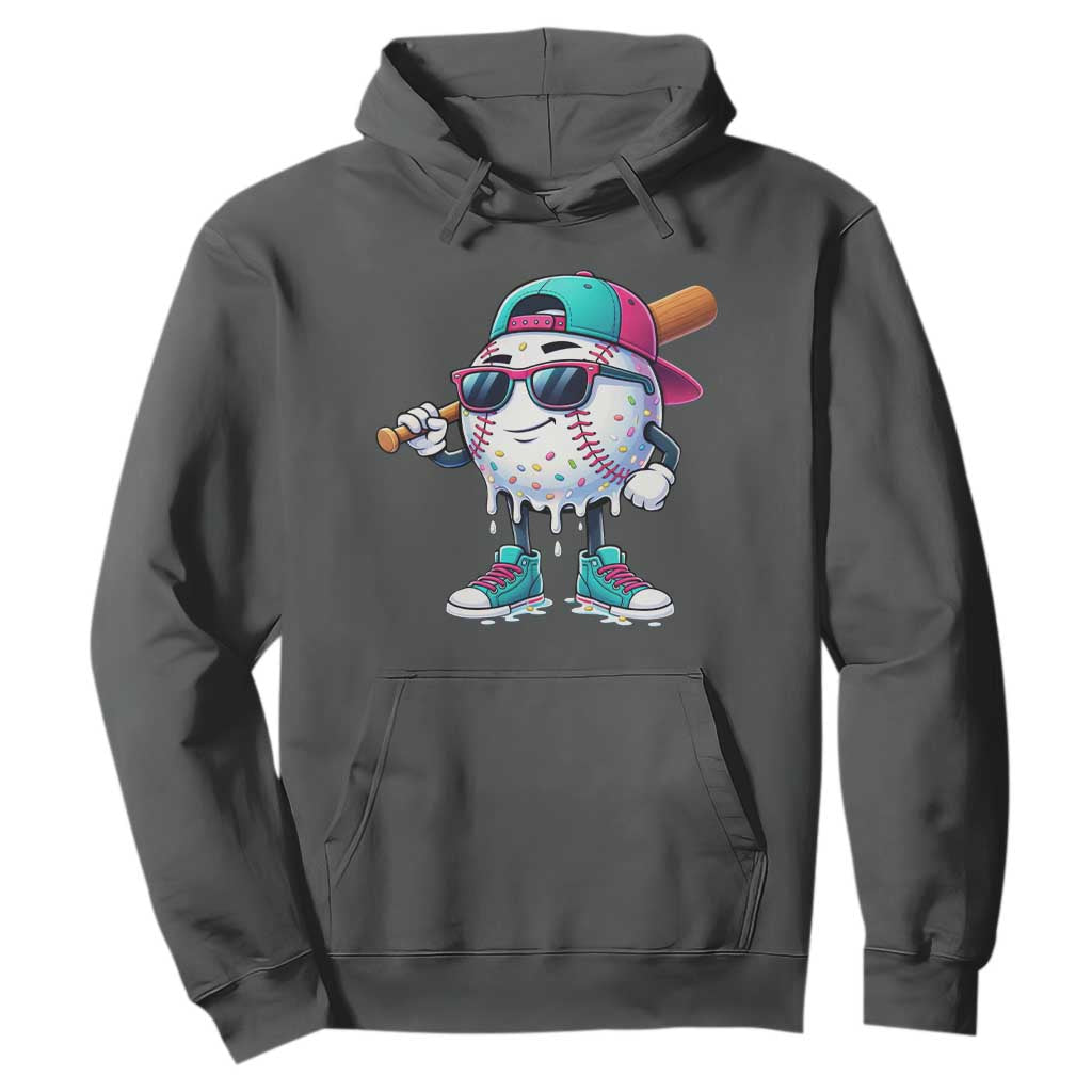 Baseball Life Style Hoodie Youth Drip Baseball Boys Kid TS10 Dark Heather Print Your Wear