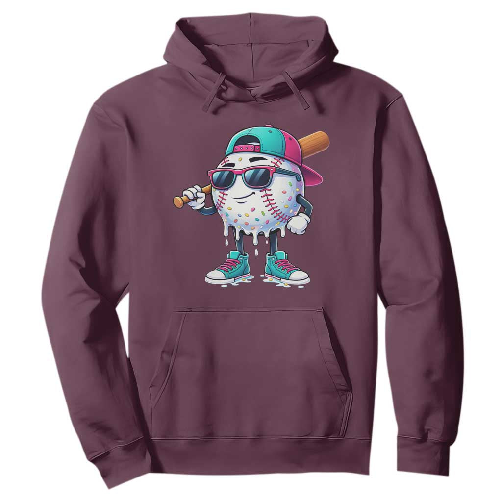 Baseball Life Style Hoodie Youth Drip Baseball Boys Kid TS10 Maroon Print Your Wear