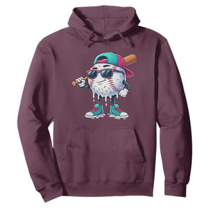 Baseball Life Style Hoodie Youth Drip Baseball Boys Kid TS10 Maroon Print Your Wear