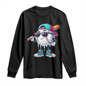 Baseball Life Style Long Sleeve Shirt Youth Drip Baseball Boys Kid TS10 Black Print Your Wear