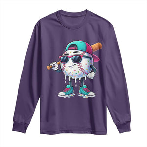 Baseball Life Style Long Sleeve Shirt Youth Drip Baseball Boys Kid TS10 Purple Print Your Wear