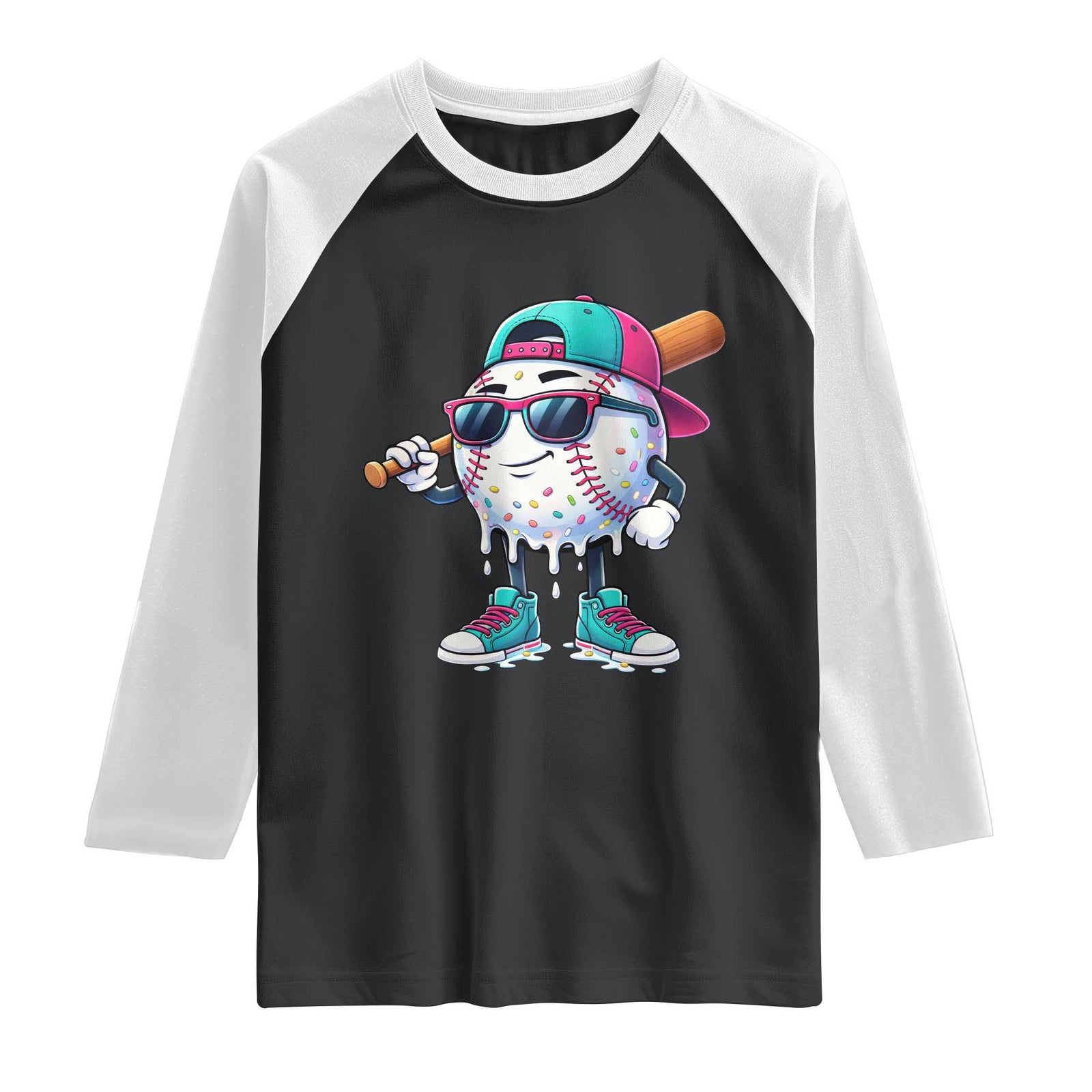 Baseball Life Style Raglan Shirt Youth Drip Baseball Boys Kid TS10 Black White Print Your Wear