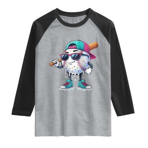 Baseball Life Style Raglan Shirt Youth Drip Baseball Boys Kid TS10 Heather Gray Black Print Your Wear