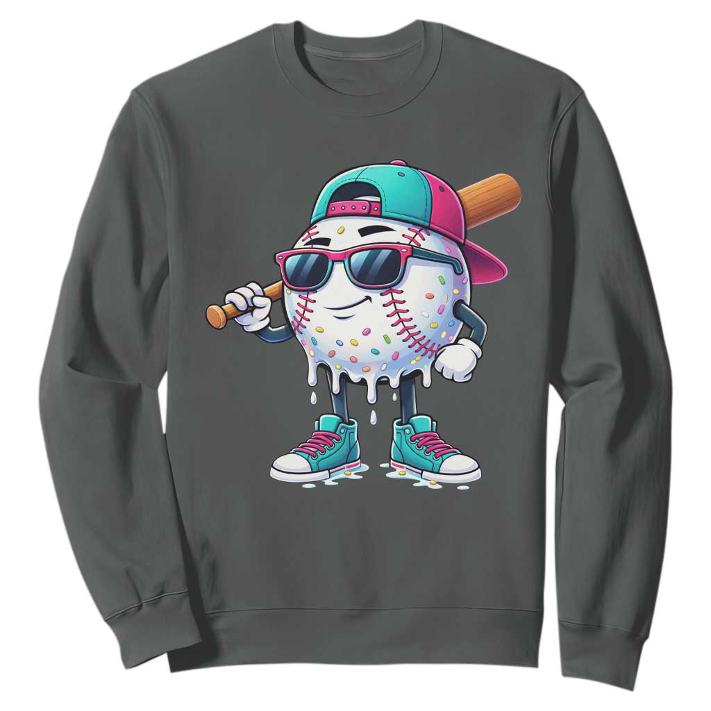 Baseball Life Style Sweatshirt Youth Drip Baseball Boys Kid TS10 Dark Heather Print Your Wear