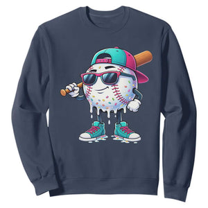 Baseball Life Style Sweatshirt Youth Drip Baseball Boys Kid TS10 Navy Print Your Wear
