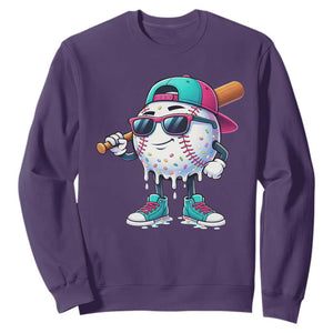 Baseball Life Style Sweatshirt Youth Drip Baseball Boys Kid TS10 Purple Print Your Wear