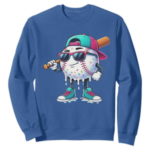Baseball Life Style Sweatshirt Youth Drip Baseball Boys Kid TS10 Royal Blue Print Your Wear