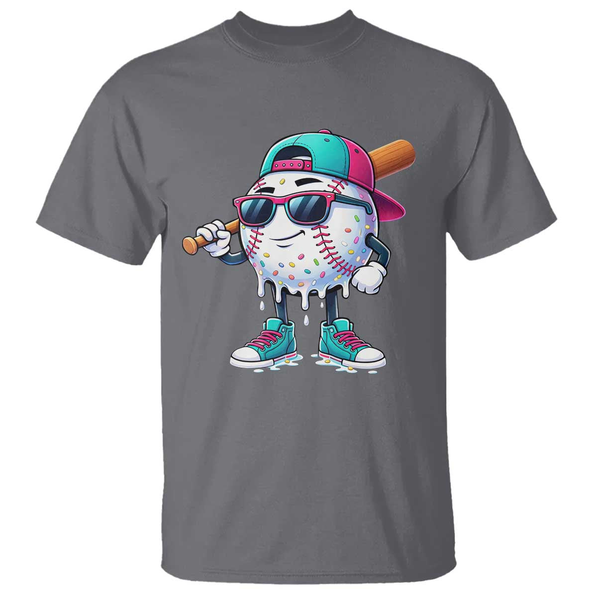 Baseball Life Style T Shirt Youth Drip Baseball Boys Kid TS10 Charcoal Print Your Wear