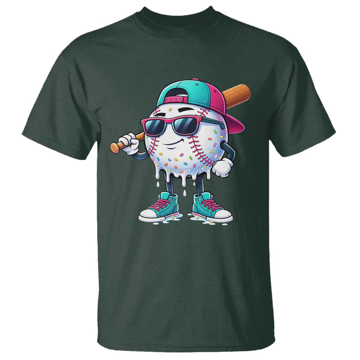 Baseball Life Style T Shirt Youth Drip Baseball Boys Kid TS10 Dark Forest Green Print Your Wear