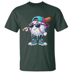 Baseball Life Style T Shirt Youth Drip Baseball Boys Kid TS10 Dark Forest Green Print Your Wear