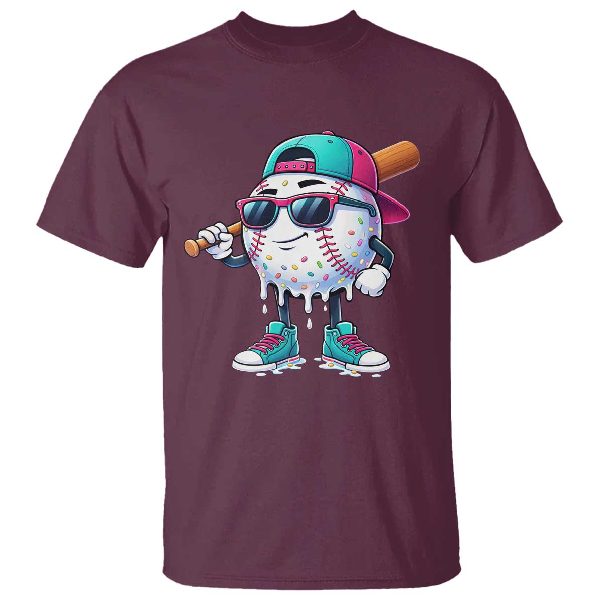 Baseball Life Style T Shirt Youth Drip Baseball Boys Kid TS10 Maroon Print Your Wear