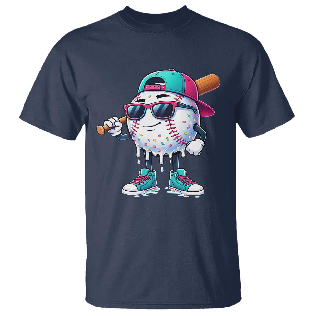 Baseball Life Style T Shirt Youth Drip Baseball Boys Kid TS10 Navy Print Your Wear