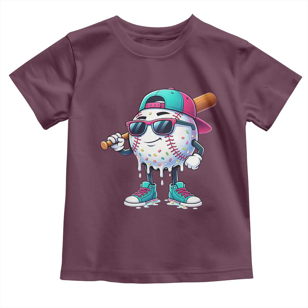 Baseball Life Style Toddler T Shirt Youth Drip Baseball Boys Kid TS10 Maroon Print Your Wear