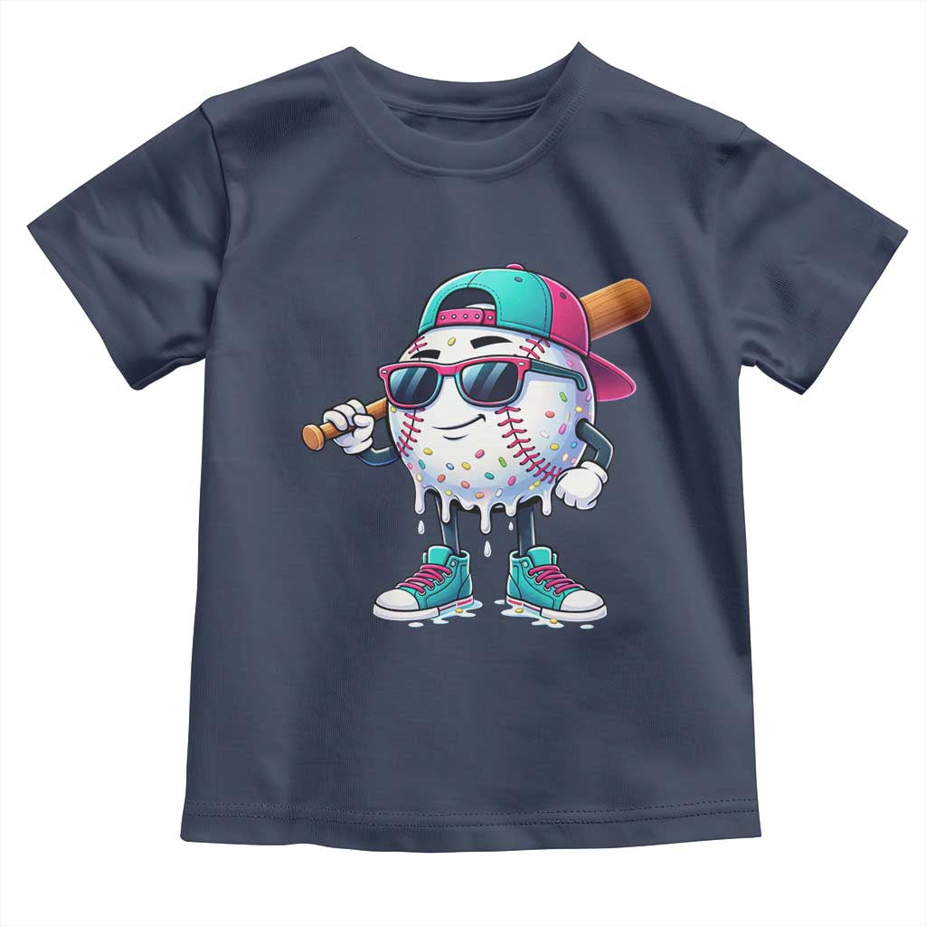 Baseball Life Style Toddler T Shirt Youth Drip Baseball Boys Kid TS10 Navy Print Your Wear