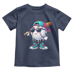 Baseball Life Style Toddler T Shirt Youth Drip Baseball Boys Kid TS10 Navy Print Your Wear