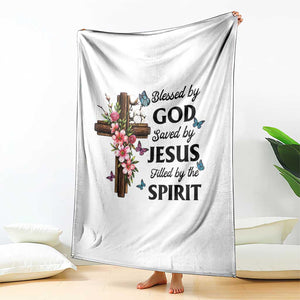 Blessed By God Saved By Jesus Throw Blanket Floral Cross Christian Faith Inspirational TS10 Print Your Wear