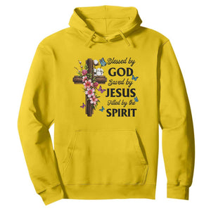 Blessed By God Saved By Jesus Hoodie Floral Cross Christian Faith Inspirational TS10 Daisy Print Your Wear