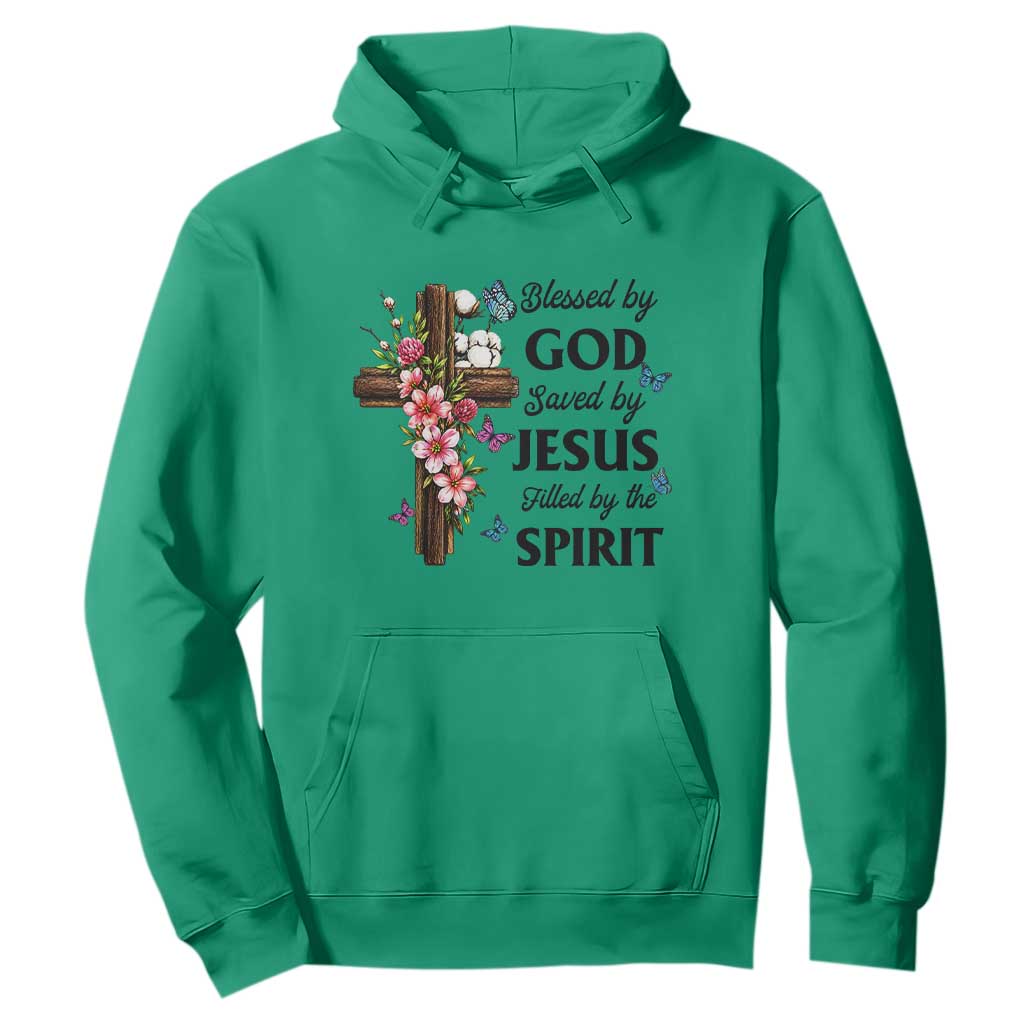 Blessed By God Saved By Jesus Hoodie Floral Cross Christian Faith Inspirational TS10 Irish Green Print Your Wear