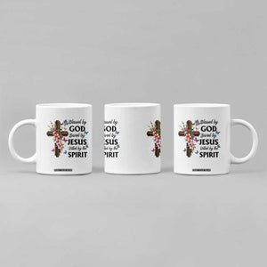 Blessed By God Saved By Jesus Coffee Mug Floral Cross Christian Faith Inspirational TS10 Print Your Wear