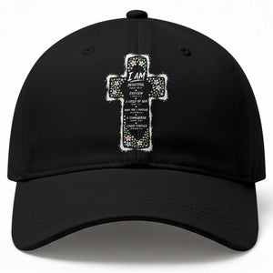 Christian Floral Cross Affirmation Baseball Cap Bible Verse Inspirational Faith Girl Christening Floral TS10 Print Your Wear